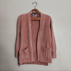Blush pink chenille cardigan